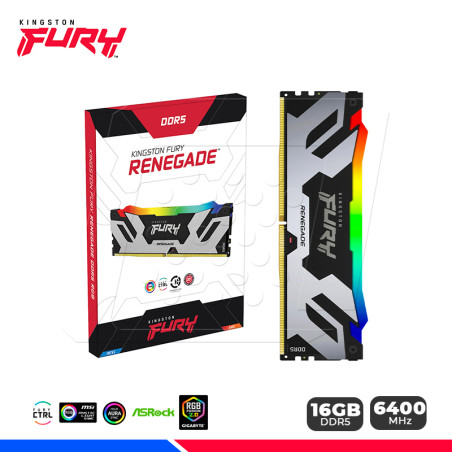 MEM. RAM KINGSTON FURY RENEGADE RGB, 16GB DDR5 6400 MHZ, CL32
