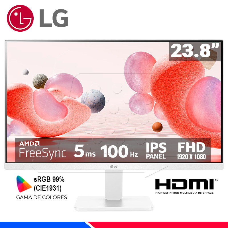 MONITOR LG 24MR400-W, 23.8" IPS, FHD, 100Hz, 5ms, FreeSync
