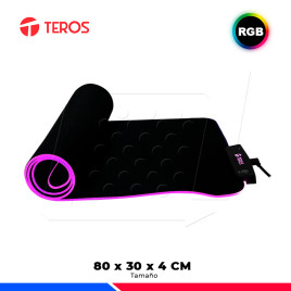 PAD MOUSE TEROS TE-3013G, RGB USB A TIPO C, NEGRO