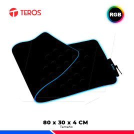 PAD MOUSE TEROS TE-3013G, RGB USB A TIPO C, NEGRO