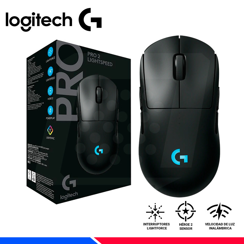 MOUSE LOGITECH PRO 2 LIGTHSPEED WIRELESS, HERO 2, 44K DPi, RGB BLACK