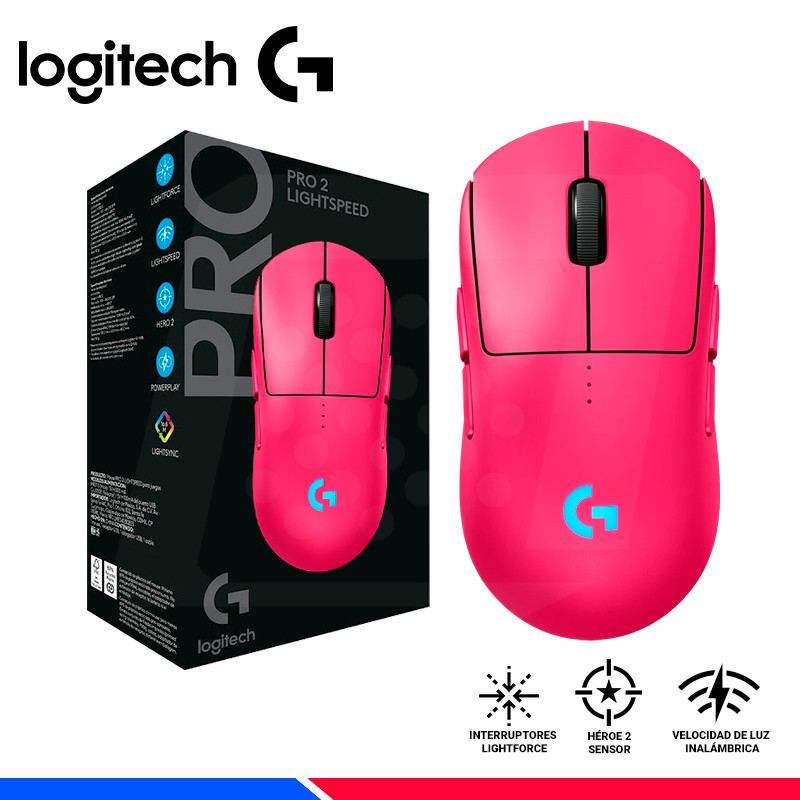 MOUSE LOGITECH PRO 2 LIGTHSPEED WIRELESS, HERO 2, 44K DPi, RGB, PINK