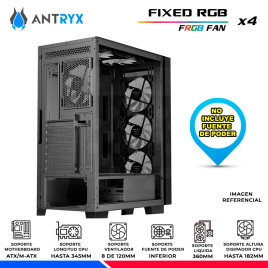 CASE ANTRYX RX-250 BLACK, FIXED RGB, FAN x4, V/TEMPLADO