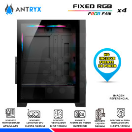 CASE ANTRYX RX-250 BLACK, FIXED RGB, FAN x4, V/TEMPLADO