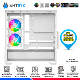CASE ANTRYX FX 740 WHITE, 3 COOLER ARGB, USB TIPO C, V/TEMPLADO