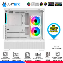 CASE ANTRYX FX 740 WHITE, 3 COOLER ARGB, USB TIPO C, V/TEMPLADO