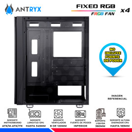 CASE ANTRYX RX-260 BLACK, FIXED RGB, FAN x4, V/TEMPLADO