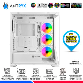CASE ANTRYX FX-650 WHITE, FAN x4 ARGB, V/TEMPLADO