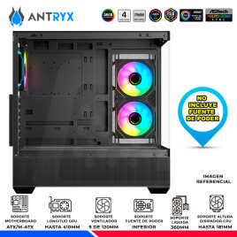 CASE ANTRYX FX 740 BLACK, 3 COOLER ARGB, USB TIPO C, V/TEMPLADO