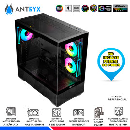CASE ANTRYX FX 740 BLACK, 3 COOLER ARGB, USB TIPO C, V/TEMPLADO