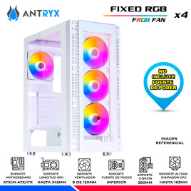 CASE ANTRYX RX-260 WHITE, FIXED RGB, FAN x4, V/TEMPLADO