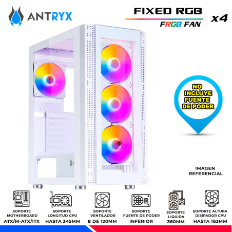 CASE ANTRYX RX-260 WHITE, FIXED RGB, FAN x4, V/TEMPLADO