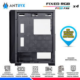 CASE ANTRYX RX-270 BLACK, FIXED RGB, FAN x4, V/TEMPLADO