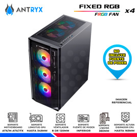 CASE ANTRYX RX-270 BLACK, FIXED RGB, FAN x4, V/TEMPLADO