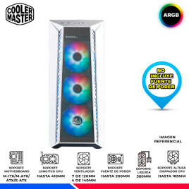 CASE COOLER MASTER MASTERBOX MB520 MESH WHITE, ARGB, V/TEMPLADO