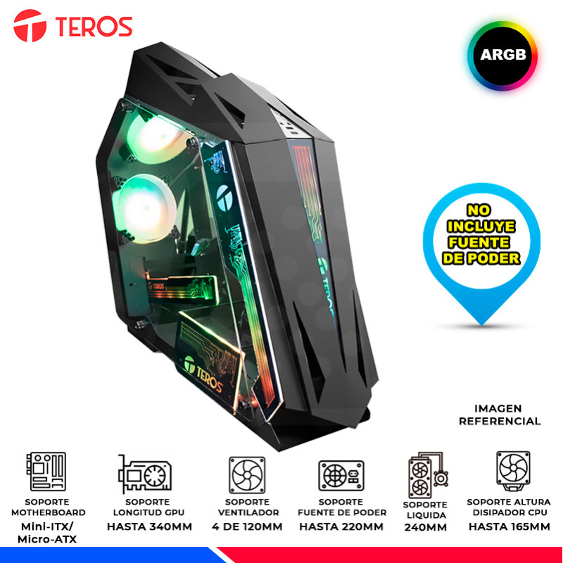 CASE GAMING TEROS TE-1314G, BLACK, 4 FAN ARGB, V/TEMPLADO CASE GAMING TEROS TE-1314G, BLACK, 4 FAN ARGB, V/TEMPLADO