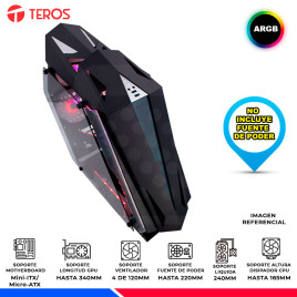 CASE GAMING TEROS TE-1314G, BLACK, 4 FAN ARGB, V/TEMPLADO