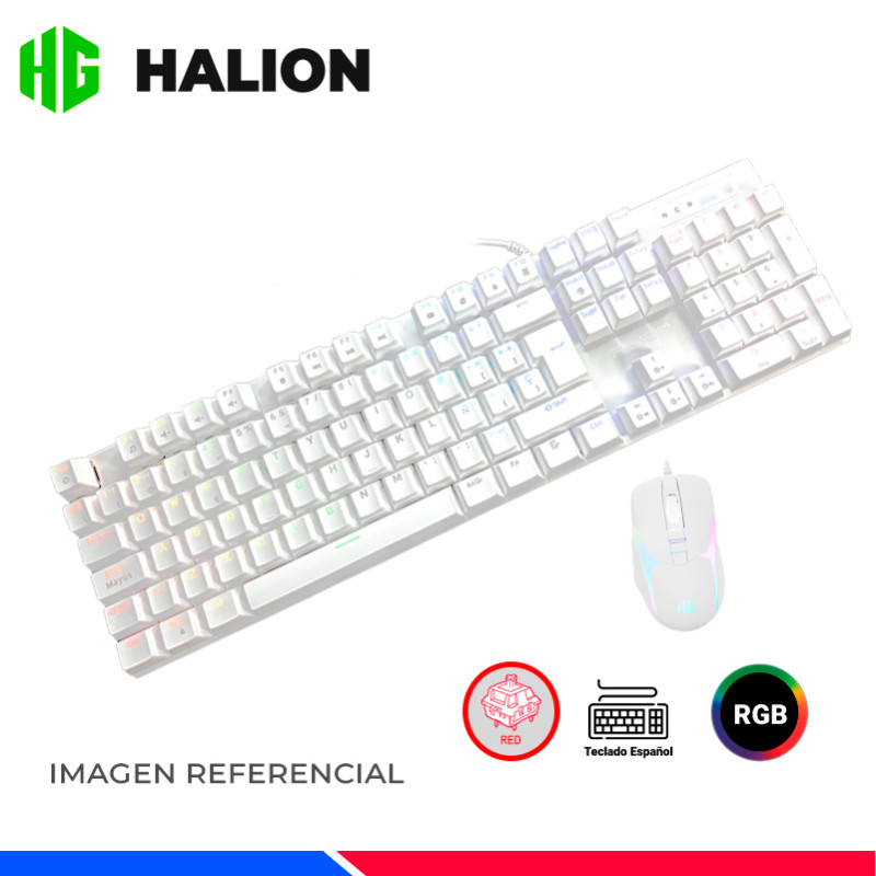 KIT GAMING HALION DAMON HA-863C WHITE, TECLADO + MOUSE, SWITCH RED, RGB KIT GAMING HALION DAMON HA-863C WHITE, TECLADO + MOUSE, SWITCH RED, RGB