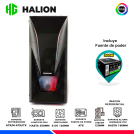 CASE GAMER HALION FALCON, F/500W, RGB, V/TEMPLADO