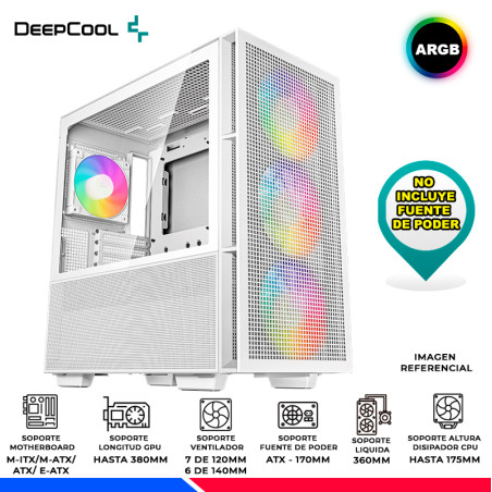 CASE DEEPCOOL CH560 WH, V/TEMPLADO, ARGB