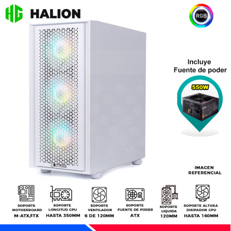 CASE GAMER HALION SCARLET, F/550W, 4 COOLER RGB, V/TEMPLADO