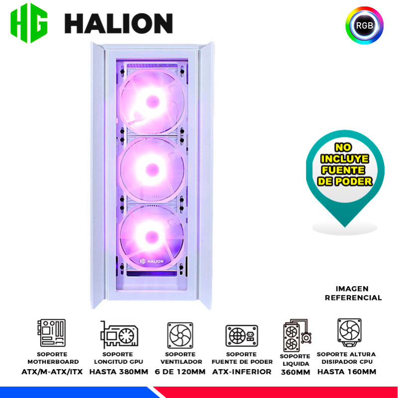 CASE GAMER HALION TITAN 106 WHITE, 4 COOLER ARGB, V/TEMPLADO CASE GAMER HALION TITAN 106 WHITE, 4 COOLER ARGB, V/TEMPLADO