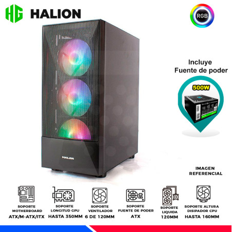 CASE GAMER HALION POLARIS CR13, F/500W, RAINBOW, V/TEMPLADO