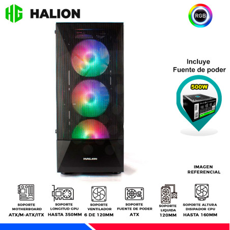 CASE GAMER HALION POLARIS CR13, F/500W, RAINBOW, V/TEMPLADO