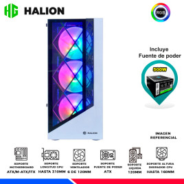 CASE GAMER HALION DRAGON CR15 BLANCO, F/500W, RAINBOW, V/TEMPLADO