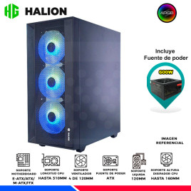 CASE GAMER HALION TORNADO 04BK NEGRO, F/600W, ARGB, V/TEMPLADO