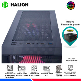 CASE GAMER HALION TORNADO 04BK NEGRO, F/600W, ARGB, V/TEMPLADO