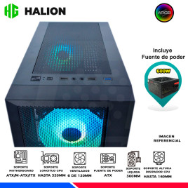 CASE GAMER HALION TORNADO 03 NEGRO, F/600W, 4 COOLER ARGB, MALLA, V/TEMPLADO