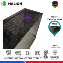 CASE GAMER HALION ARIES A09, F/600W, ARGB, V/TEMPLADO