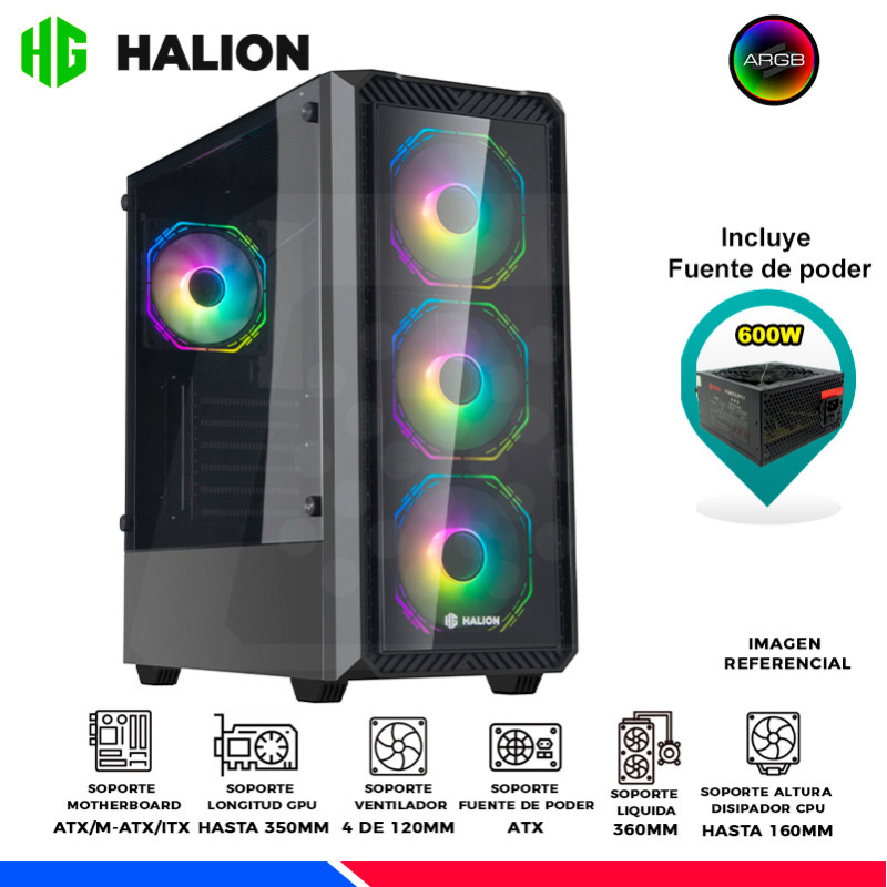 CASE GAMER HALION INFINITY 416, ARGB, F/600W, V/TEMPLADO CASE GAMER HALION INFINITY 416, ARGB, F/600W, V/TEMPLADO
