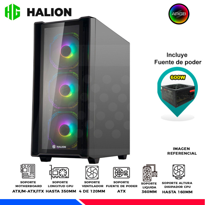 CASE GAMER HALION INFINITY 417, ARGB, F/600W, V/TEMPLADO CASE GAMER HALION INFINITY 417, ARGB, F/600W, V/TEMPLADO