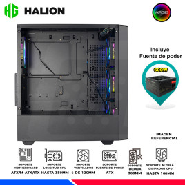 CASE GAMER HALION INFINITY 417, ARGB, F/600W, V/TEMPLADO