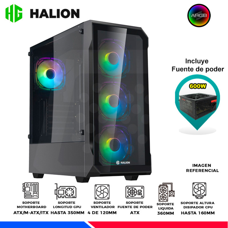 CASE GAMER HALION INFINITY 415, ARGB, F/600W, V/TEMPLADO CASE GAMER HALION INFINITY 415, ARGB, F/600W, V/TEMPLADO