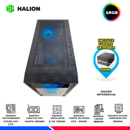CASE GAMER HALION ARIES A10, F/600W, ARGB, V/TEMPLADO