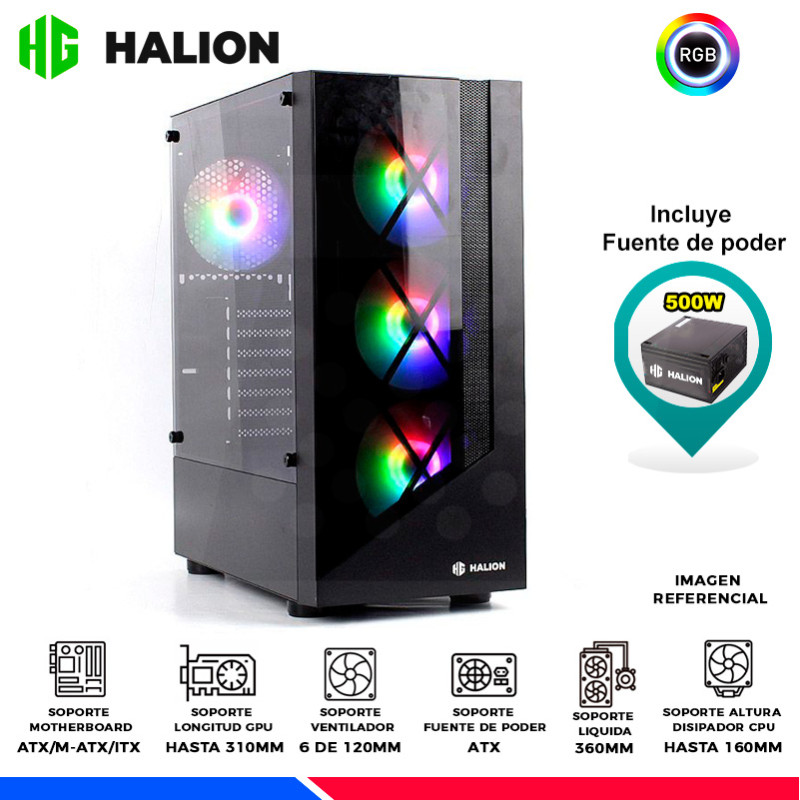 CASE GAMING TEROS TE-1312G, BLACK, 4 FAN ARGB, V/TEMPLADO