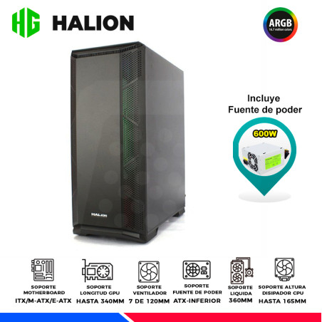 CASE GAMER HALION DRAGON CR15, F/500W, RAINBOW, V/TEMPLADO