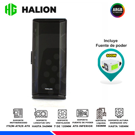 CASE GAMER HALION DRAGON CR15, F/500W, RAINBOW, V/TEMPLADO