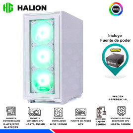 CASE GAMER HALION TITAN 103 WHITE, F/600W, RGB, V/TEMPLADO