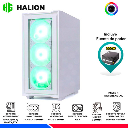 CASE GAMER HALION TITAN 103 WHITE, F/600W, RGB, V/TEMPLADO
