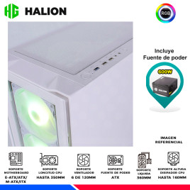 CASE GAMER HALION TITAN 103 WHITE, F/600W, RGB, V/TEMPLADO