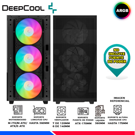 CASE DEEPCOOL CH560 BK, V/TEMPLADO, ARGB