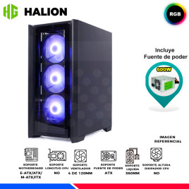 CASE GAMER HALION TITAN 104 BLACK, F/600W, RGB, V/TEMPLADO