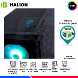 CASE GAMER HALION TITAN 104 BLACK, F/600W, RGB, V/TEMPLADO