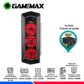 CASE GAMING GAMEMAX ASGARD LED ROJO F/GE550