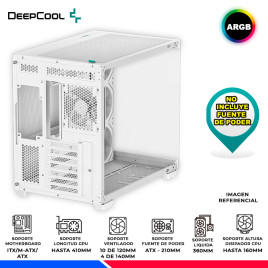 CASE DEEPCOOL CG530 4F WH, V/TEMPLADO ARGB