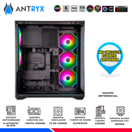 CASE ANTRYX FX 970 PRO, 5 COOLER ARGB, USB TIPO-C, 2 V/TEMPLADO